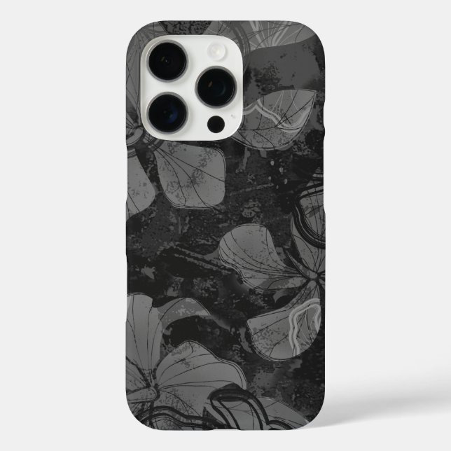 Funda iPhone 16 Pro Papaloa Hibiscus Hawaiian Rock Pintura Gris (Reverso )