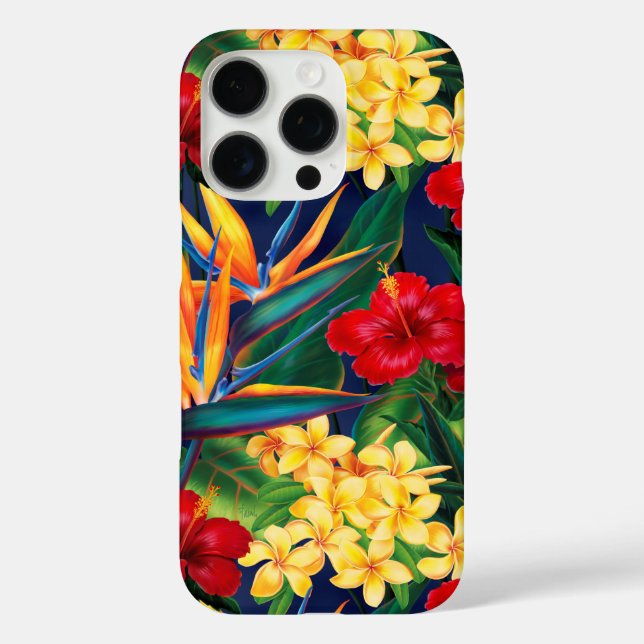 Funda iPhone 16 Pro Paraíso tropical hawaiano floral vertical (Reverso )