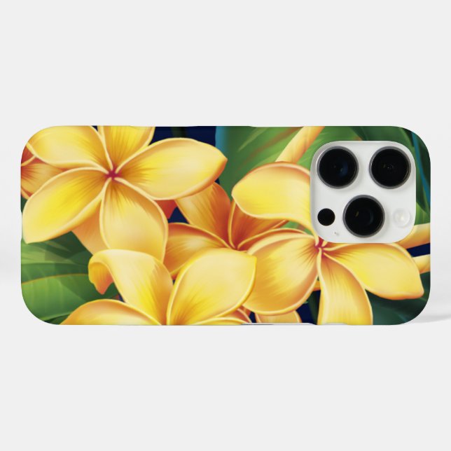 Funda iPhone 16 Pro Paraíso tropical Plumeria Trio (Reverso (Horizontal))
