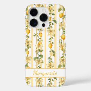 Funda iPhone 16 Pro Parras de Limón con Lazos de Coqueta Monogramados