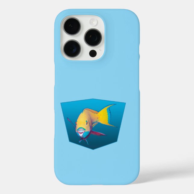 Funda iPhone 16 Pro Parrofish - Fondo azul gradiente de diseño | (Reverso )