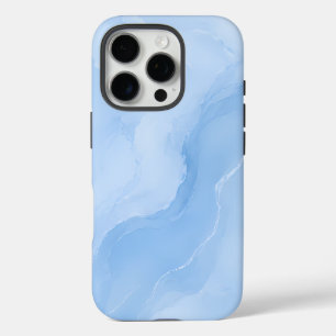 Funda iPhone 16 Pro Patrón abstracto de mármol azul suave