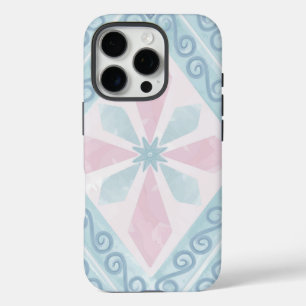 Funda iPhone 16 Pro patrón azul en forma de diamante