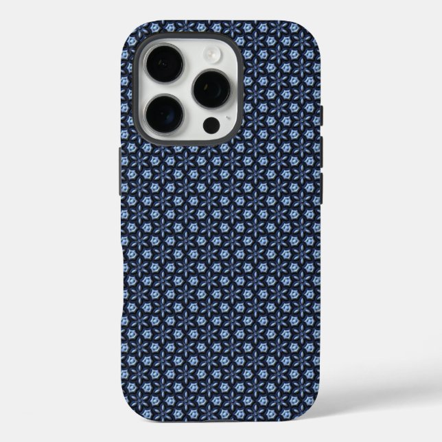 Funda iPhone 16 Pro Patrón azul ordenado (Reverso )