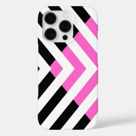 Funda iPhone 16 Pro Patrón Chevron en rosa y negro