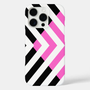Funda iPhone 16 Pro Patrón Chevron en rosa y negro