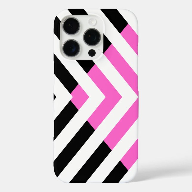 Funda iPhone 16 Pro Patrón Chevron en rosa y negro (Reverso )