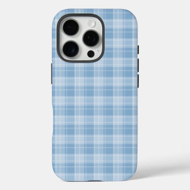 Funda iPhone 16 Pro Patrón cuadrado azul claro (Reverso )