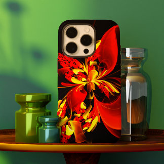 Funda iPhone 16 Pro Patrón de arte abstracto moderno floral amarillo r