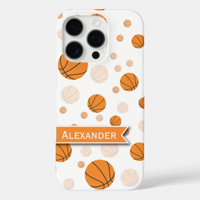 Funda iPhone 16 Pro Patrón de baloncesto personalizado (Reverso )