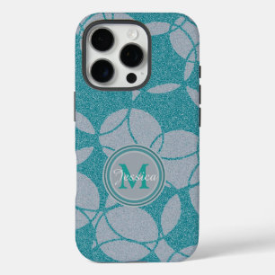 Funda iPhone 16 Pro Patrón de círculo abstracto azul moderno personali