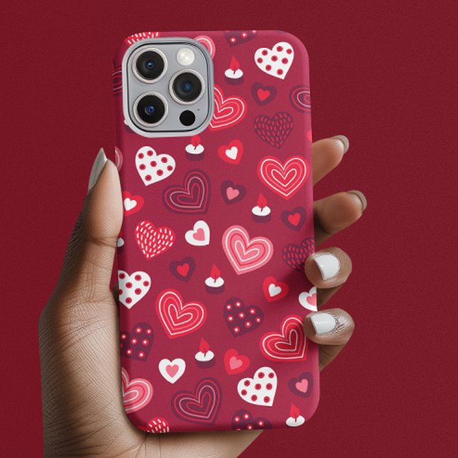 Funda iPhone 16 Pro Patrón de corazones de Valentine lindo (Subido por el creador)