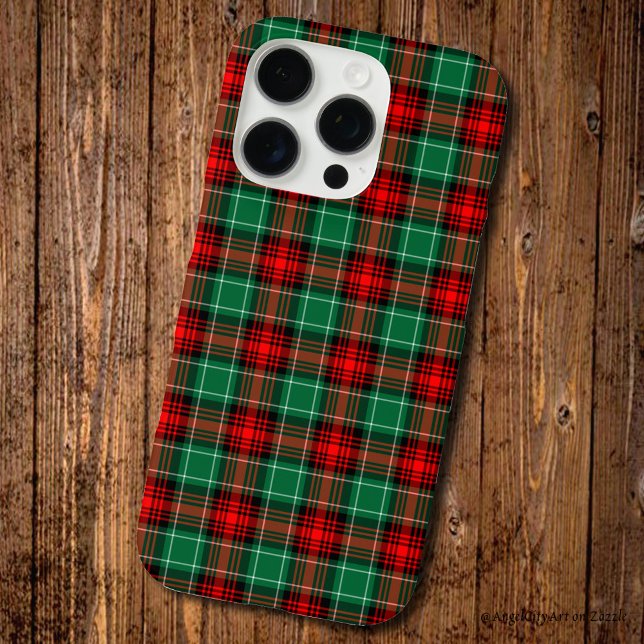Funda iPhone 16 Pro Patrón de Cuadros Navideños Rojo Verde (Retro country red green plaid pattern.)