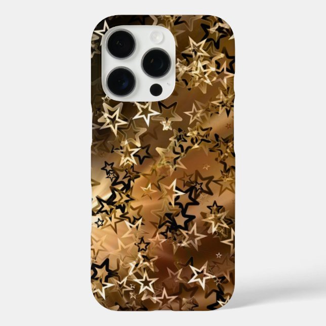 Funda iPhone 16 Pro Patrón de estrellas de oro (Reverso )