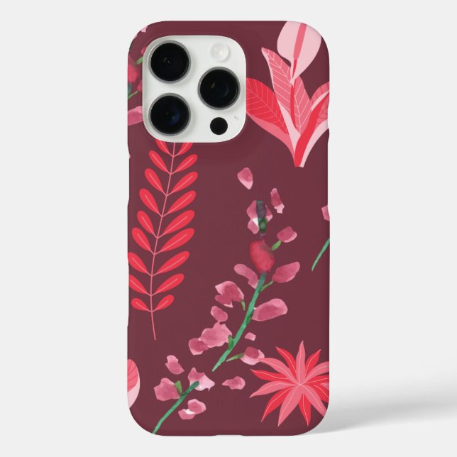 Funda iPhone 16 Pro Patrón de flores (Reverso )