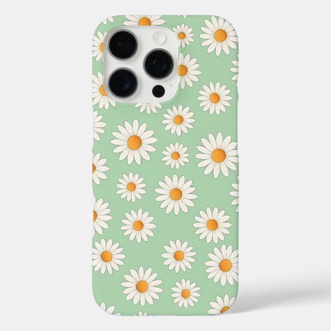 Funda iPhone 16 Pro Patrón de flores de margarita de moda - Diseñador  (Reverso )