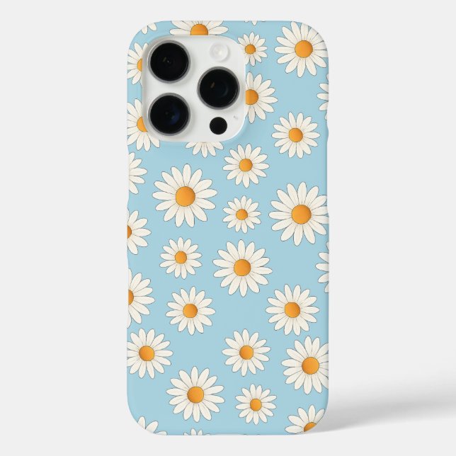 Funda iPhone 16 Pro Patrón de flores de margarita de moda - Diseñador  (Reverso )
