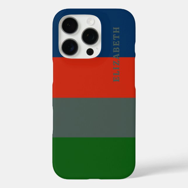 Funda iPhone 16 Pro Patrón de franjas verdes Naranja azul personalizad (Reverso )