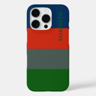 Funda iPhone 16 Pro Patrón de franjas verdes Naranja azul personalizad