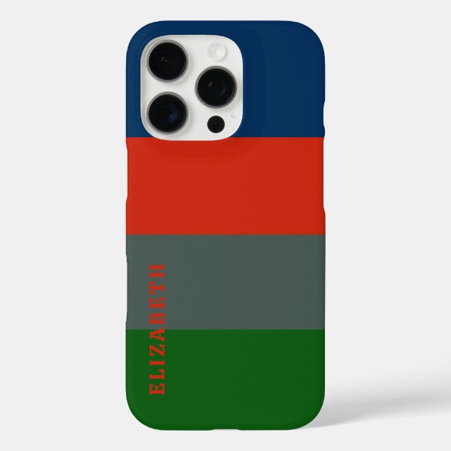 Funda iPhone 16 Pro Patrón de franjas verdes Naranja azul personalizad (Reverso )