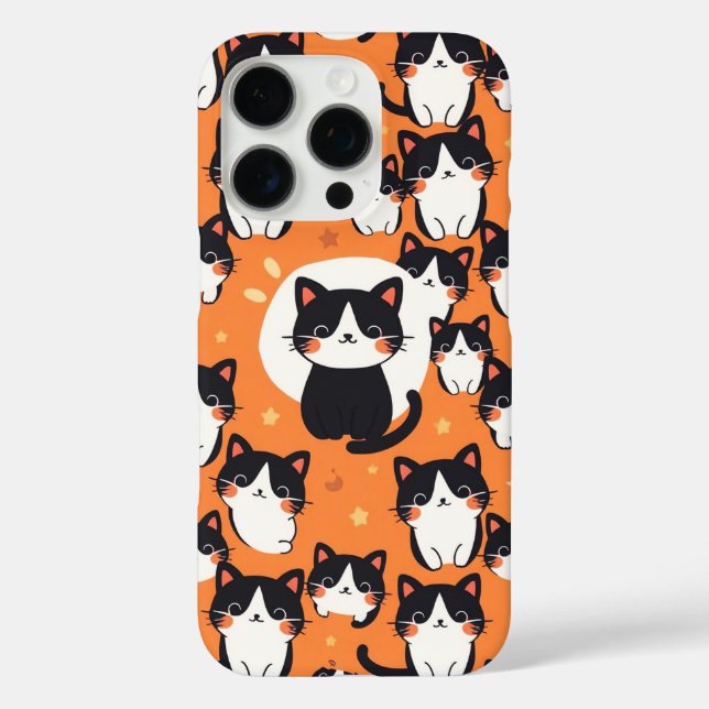 Funda iPhone 16 Pro Patrón de gato adorable (Reverso )