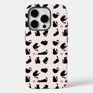 Funda iPhone 16 Pro Patrón de Gatos Negros