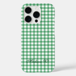 Funda iPhone 16 Pro Patrón de gingham verde pastel lindo