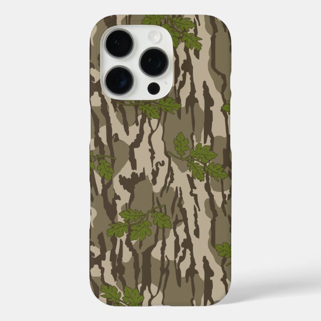 Funda iPhone 16 Pro patrón de hoja de roble camuflaje de tierras bajas (Reverso )
