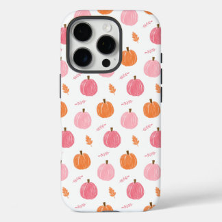 Funda iPhone 16 Pro Patrón de hojas de calabaza rosa Naranja otoño