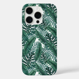 Funda iPhone 16 Pro Patrón de hojas de palma de color verde tropical