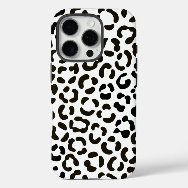Funda iPhone 16 Pro Patrón de impresión de leopardo blanco y negro de  (Reverso )