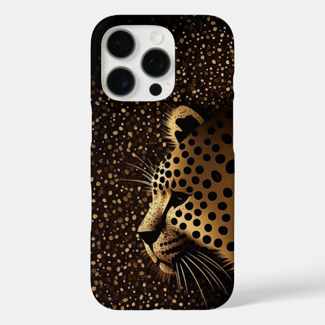 Funda iPhone 16 Pro Patrón de Jaguar Dorado           (Reverso )