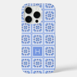 Funda iPhone 16 Pro Patrón de mosaicos personalizado monograma portugu