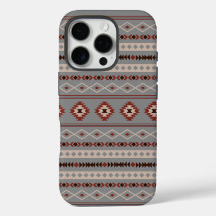 Funda iPhone 16 Pro Patrón de motivos mixtos azteca Rust Cream Brown G