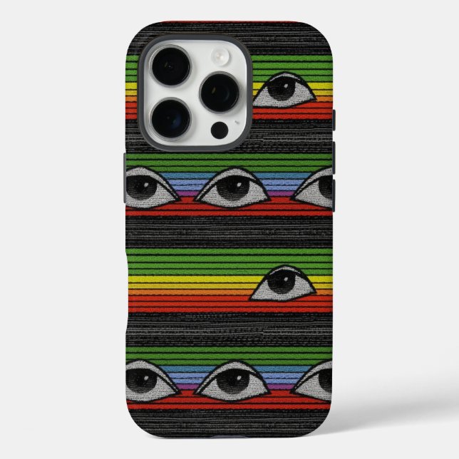 Funda iPhone 16 Pro Patrón de ojos psicodélicos (Reverso )
