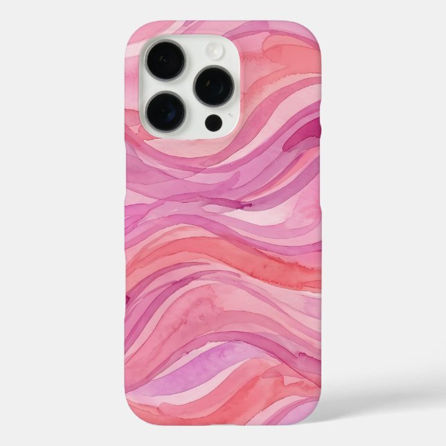 Funda iPhone 16 Pro Patrón de ondas de acuarela rosa (Reverso )