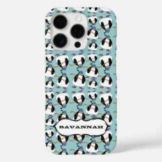 Funda iPhone 16 Pro Patrón de pingüino de hockey cúbico Elegir color