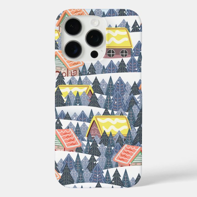 Funda iPhone 16 Pro Patrón de pueblo de Navidades Snowley (Reverso )
