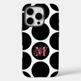 Funda iPhone 16 Pro Patrón de puntos negros - Personalizado inicial