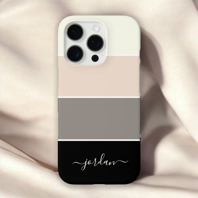 Funda iPhone 16 Pro Patrón de rayas modernas y elegantes con nombre (Subido por el creador)