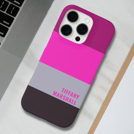 Funda iPhone 16 Pro Patrón de rayas moradas rosadas y oscuras