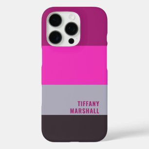 Funda iPhone 16 Pro Patrón de rayas moradas rosadas y oscuras