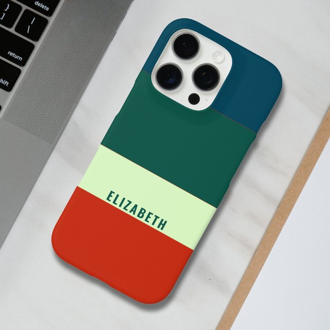 Funda iPhone 16 Pro Patrón de rayas Naranjas azules y verdes personali (Subido por el creador)