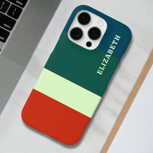 Funda iPhone 16 Pro Patrón de rayas Naranjas azules y verdes personali