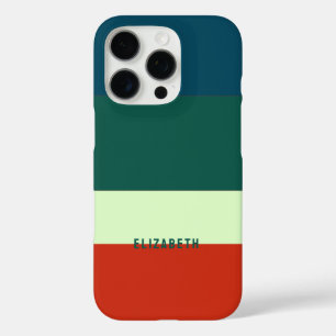 Funda iPhone 16 Pro Patrón de rayas Naranjas azules y verdes personali