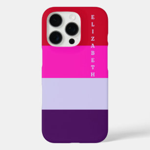 Funda iPhone 16 Pro Patrón de rayas rojas, rosadas y púrpura