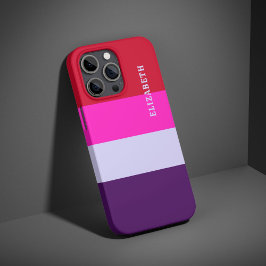 Funda iPhone 16 Pro Patrón de rayas rojas, rosadas y púrpura