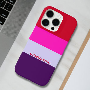 Funda iPhone 16 Pro Patrón de rayas rojas, rosadas y púrpura
