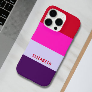 Funda iPhone 16 Pro Patrón de rayas rojas, rosadas y púrpura