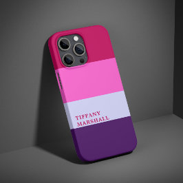 Funda iPhone 16 Pro Patrón de rayas rosadas y púrpuras en bolsa